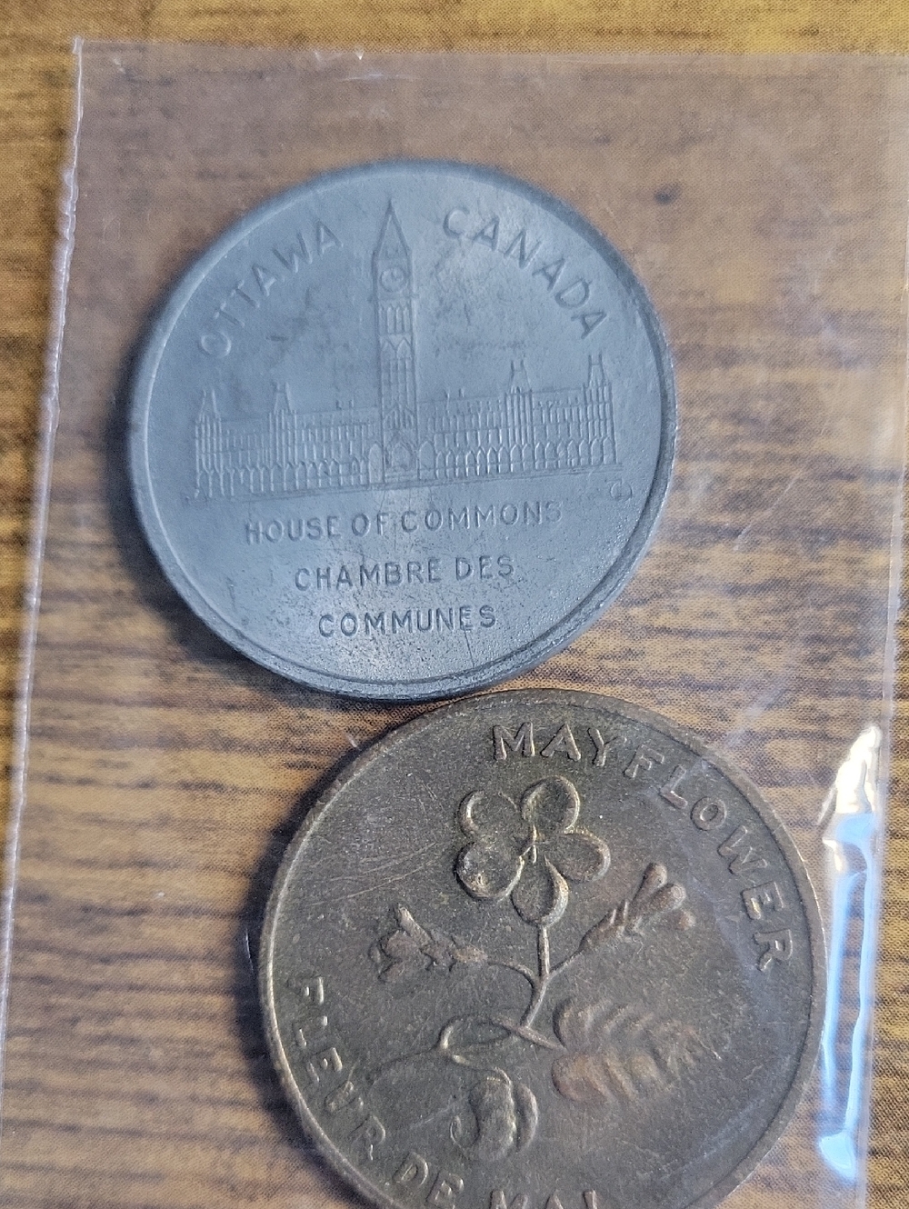 Vintage Canadian Token Coins — Silver and Bronze Tones